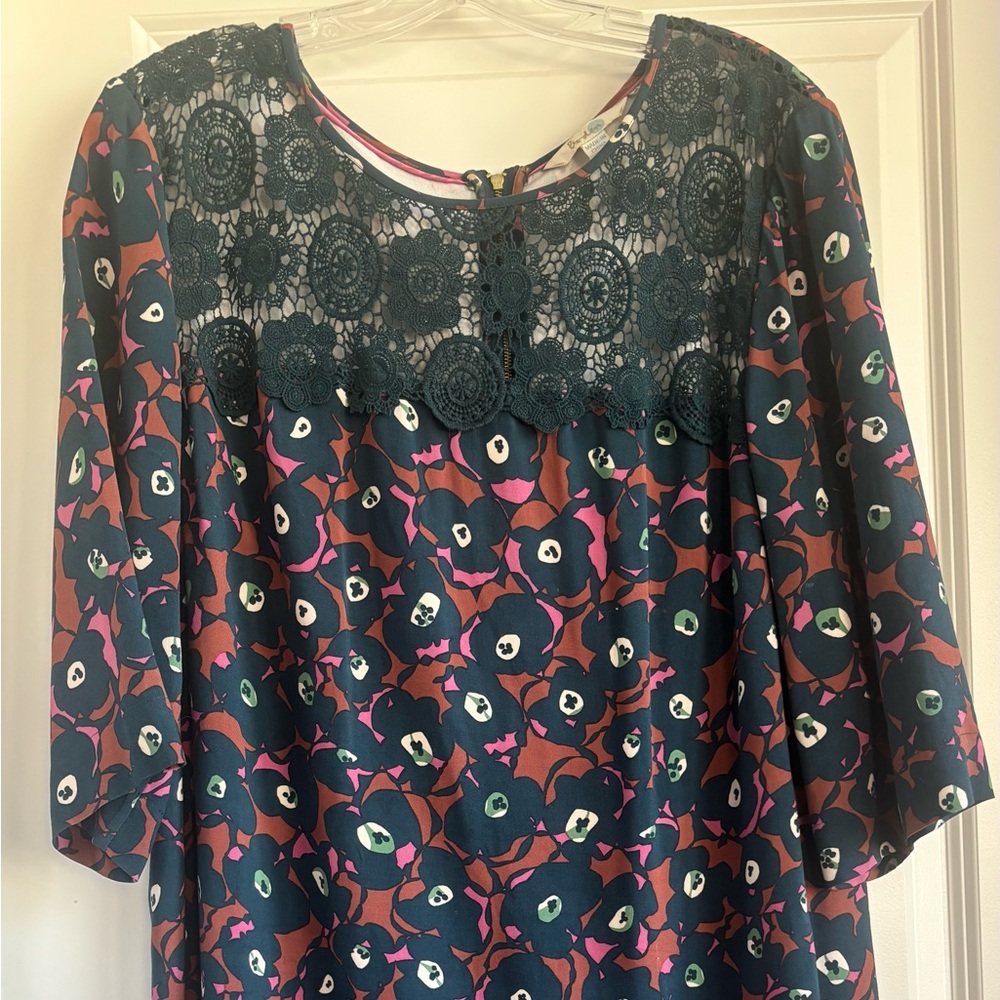 Boden Multicolor Dress with Lace Accents